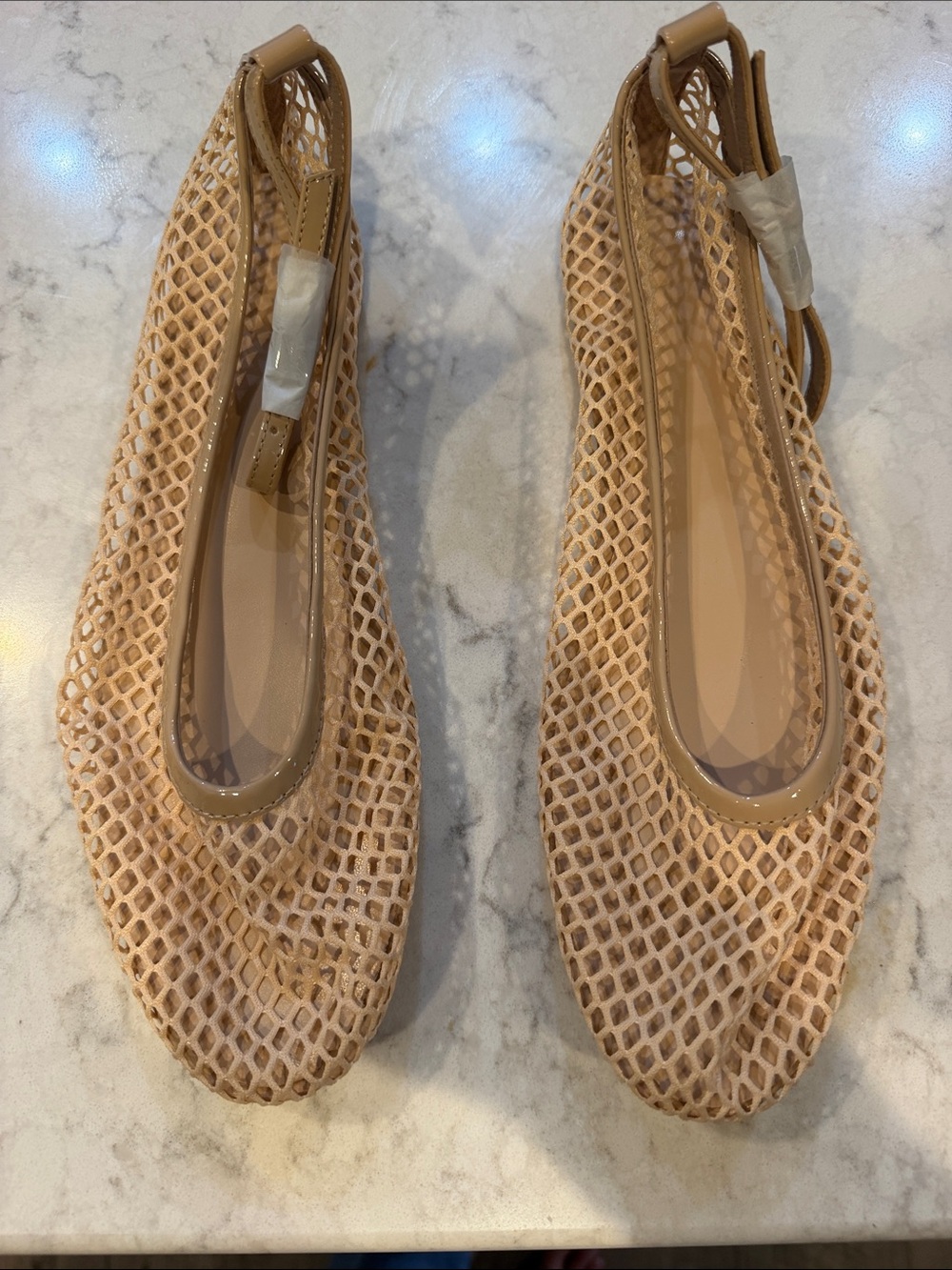 Breathable Nude Mesh Slingback Flats